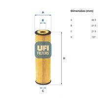 Filtro Oleo Motor Ufi Mercedes C180 Cgi W204 1.8 16v 2009-2012