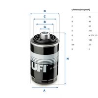 Filtro Oleo Motor Ufi Vw Tiguan Tfsi 2.0 16v 2009-2018