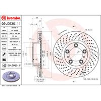PAR DISCO FREIO DIANTEIRO PERFURADO BREMBO PORSCHE 718 BOXSTER 2.0 2016-2024