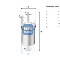Filtro Combustivel Ufi Vw Polo Fsi 2.0 8v 2002-2006